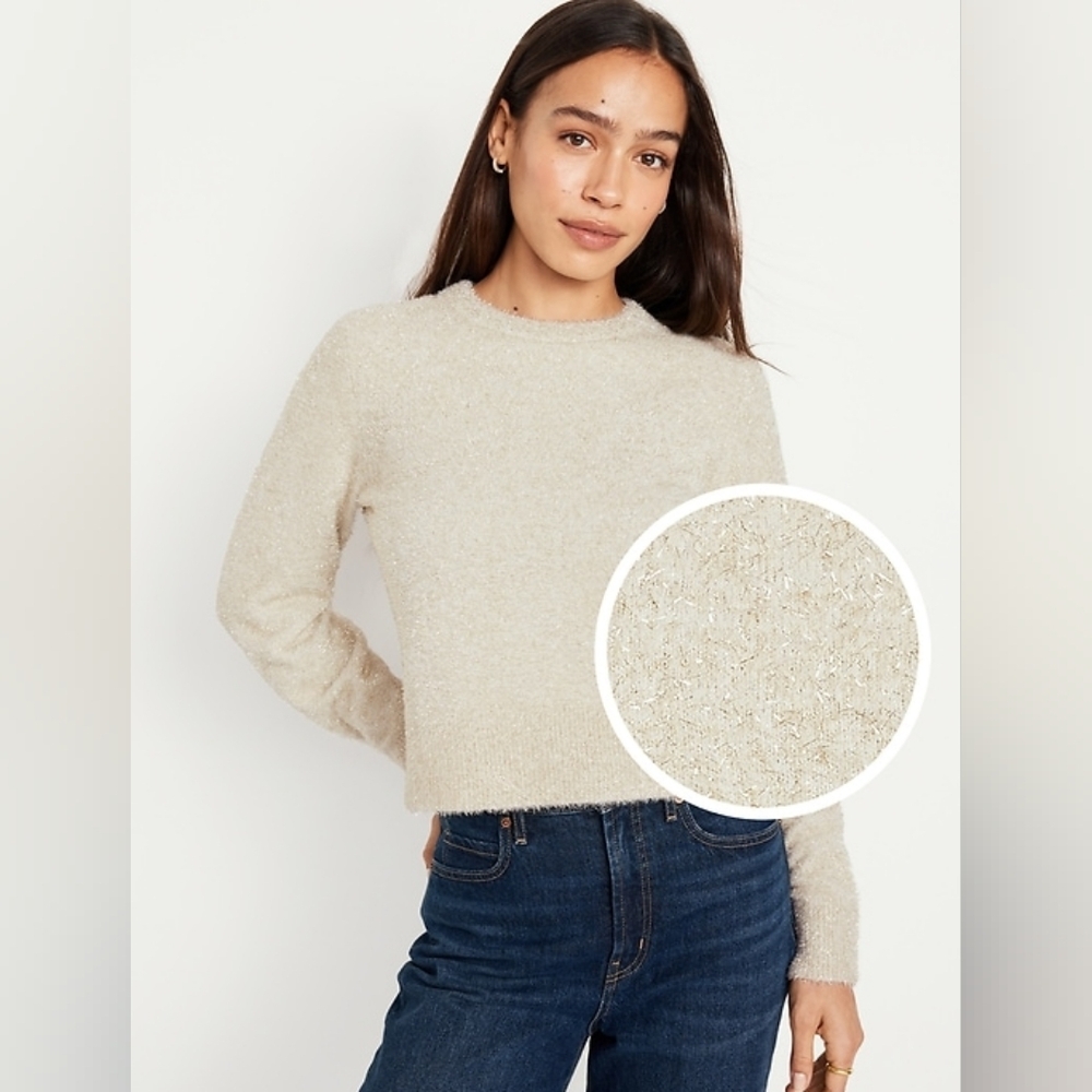 NWOT Old Navy Eyelash Shine Sweater - Cream - XL